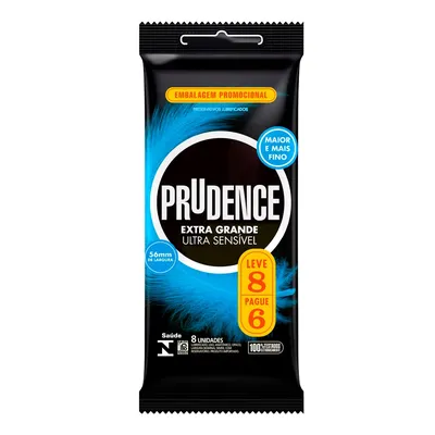 Preservativo Prudence Extra Grande Ultra Sensível Leve 8 Pague 6