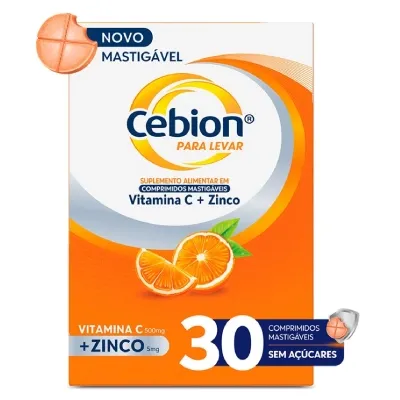 Vitamina C + Zinco Cebion 30 Comprimidos Mastigáveis preço