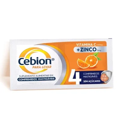 Vitamina C + Zinco Cebion 4 Comprimidos Mastigáveis