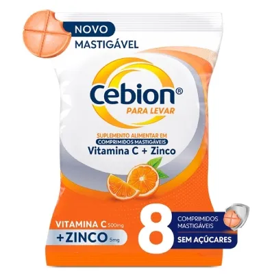 Vitamina C + Zinco Cebion 8 Comprimidos Mastigáveis preço