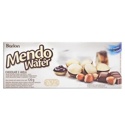 Mendo Wafer Barion Chocolate e Avelã Caixa 120g
