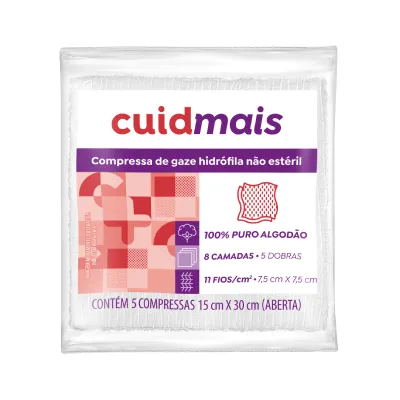 Compressa Não Estéril Cuidmais Com 5 Unidades 