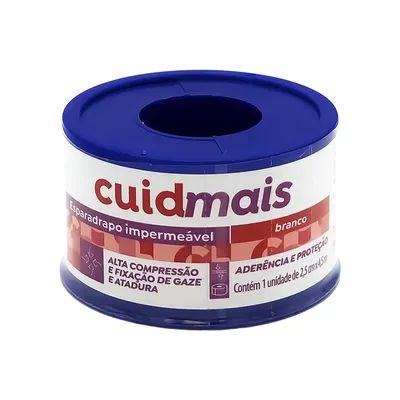 Esparadrapo Impermeável Branco Cuidmais 2,5CMX4,5M 