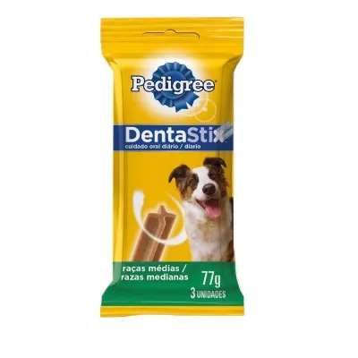 Petisco para Cães Adultos Raças Médias Pedigree Dentastix Pacote 77g 3 Unidades