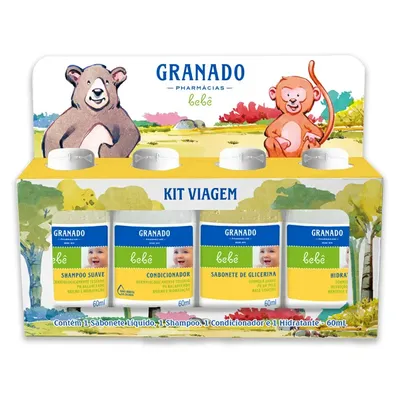 Kit Viagem Granado Bebê Shampoo + Condicionador + Sabonete Líquido + Hidratante com 60 Ml Cada