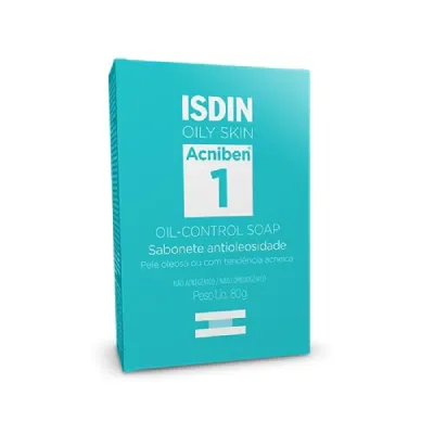Sabonete Facial Barra Isdin Oily Skin Acniben 1 Oil Control 80g