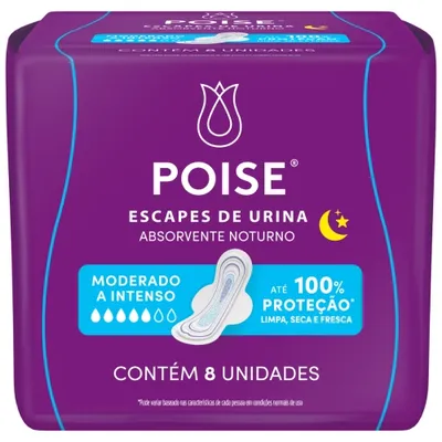 Absorvente Poise Noturno Com Abas Com 8 Unidades preço