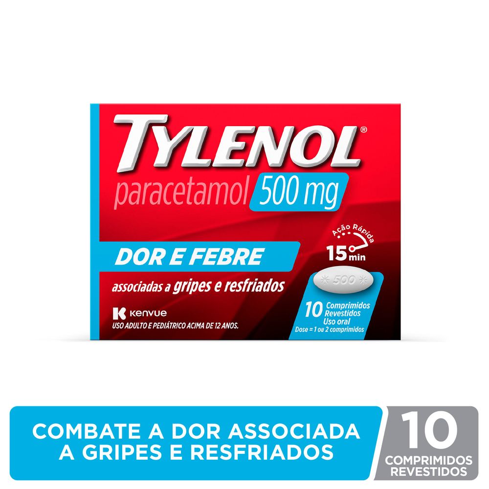 Tylenol Dor E Febre 500Mg Com 10 Comprimidos preço