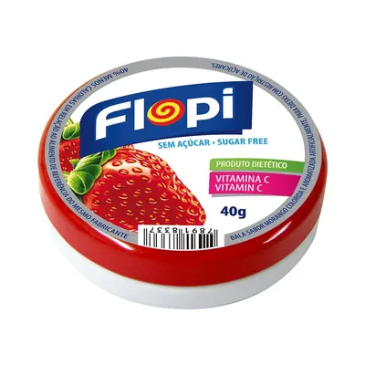 Bala Flopi Sem Açúcar Morango 40g