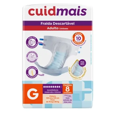 Fralda Geriátrica Cuidmais G 8 Unidades preço