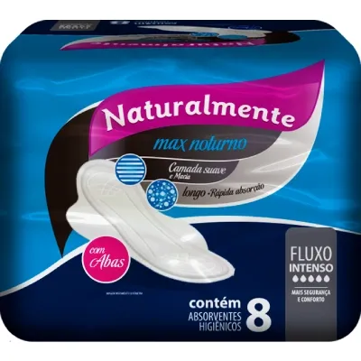 Absorvente Naturalmente Max Noturno Especial Com Abas 08 Unidades