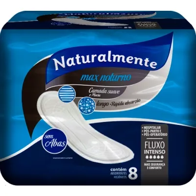 Absorvente Naturalmente Max Noturno Sem Abas Com 08 Unidades