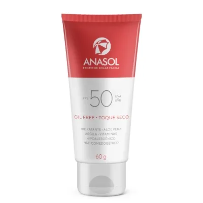 Protetor Solar Facial Anasol Oil Free Toque Seco FPS50 60g