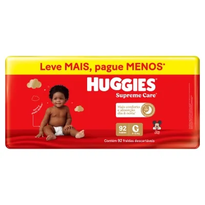 Fralda Descartável Infantil Huggies Supreme Care G Pacote 92 Unidades Leve Mais Pague Menos