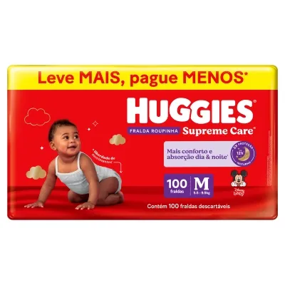 Fralda Roupinha Huggies Supreme Care Max M 100 Unidades