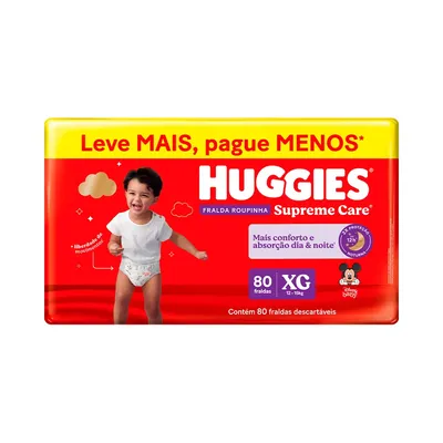 Fralda Roupinha Huggies Supreme Care XG Max 80 Unidades