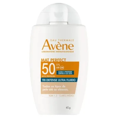 Protetor Solar Facial Avene Mat Perfect Tri-Defense Ultra Fluido FPS50 Tom 1.5 Claro/Medio 40g