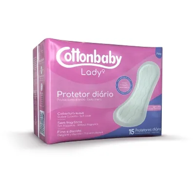 Protetor Diário sem Abas Suave Cottonbaby Lady Pacote 15 Unidades