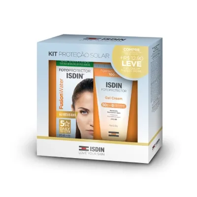 Kit Isdin Protetor Solar Facial Fusion Water FPS 60 50ml + Protetor Solar Corporal FPS50 100ml