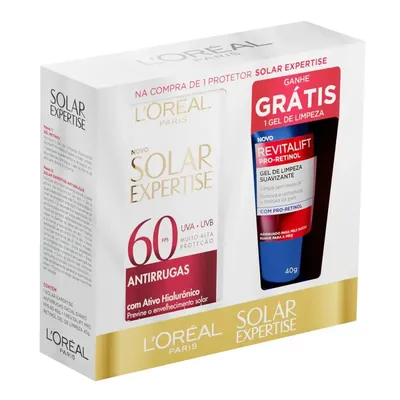 Kit Protetor L'Oreal Expertise Antirrugas FPS60 + Grátis Gel de Limpeza Suavizante 40g
