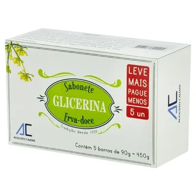 Sabonete Augusto Caldas Glicerina Erva Doce 450G 5 Unidades Leve Mais Pague Menos preço