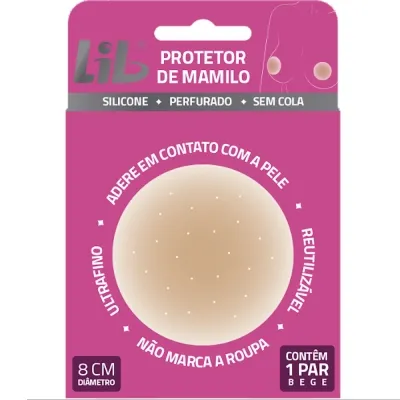 Protetor De Mamilo Lib Sem Cola Perfurado Reutilizável 1 Par