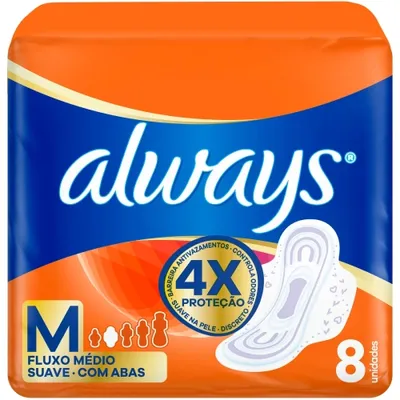 Absorvente Com Abas Suave Always M Pacote 8 Unidades preço