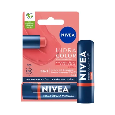 Hidratante Labial Nivea Hidra Color Coral Fps30 4,8G preço