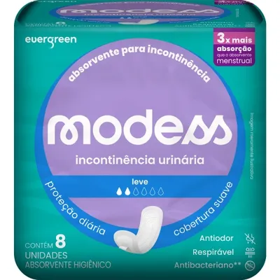 Absorvente Modess Incontinência Leve 8 Unidades preço
