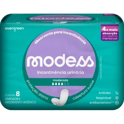 Absorvente Modess Incontinência Moderada 8 Unidades 