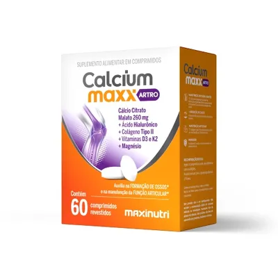 Cálcio + Colágeno ii + Hialurônico + Vitaminas D3 + K2 + Magnésio Calcium Maxx Artro 60 Comprimidos