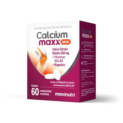 Calcium Maxx- MDK - Cálcio Citrato Malato 260mg + Vitamina D3 e K Maxinutri 60 Cápsulas