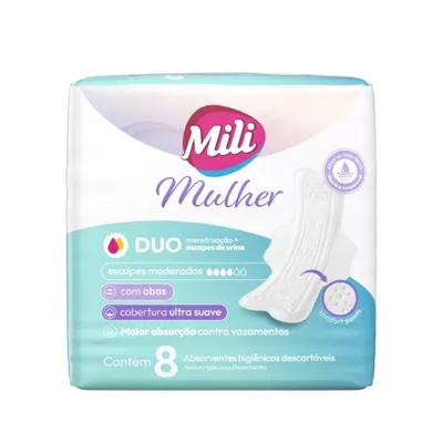 Absorvente Mili Mulher Duo Com Abas 8 Unidades preço