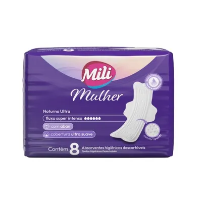 Absorvente Mili Mulher Noturno Ultra Com Abas Com 8 Unidades preço