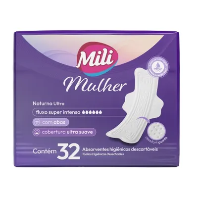 Absorvente Mili Mulher Noturno Ultra Com Abas Com 32 Unidades preço