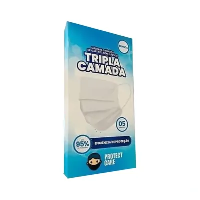 Máscara Protect Care Tripla Cirúrgica Branco 5 Unidades preço