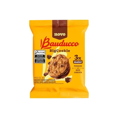 Biscoito Bauducco Cookie com Pedaços, Gotas e Base de Chocolate 30g
