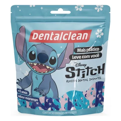 Fio Dental Dentalclean Infantil Com Cabo Morango Stitch Pouch 50 Unidades preço