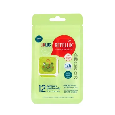 Repelente Adesivo Citronela Likluc Repellik Pouch 12 Unidades