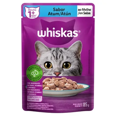 Alimento para Gatos Adultos Atum ao Molho Whiskas Sachê 85g