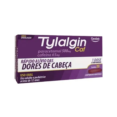 Tylalgin Caf 500mg+65mg Caixa 20 Comprimidos Revestidos