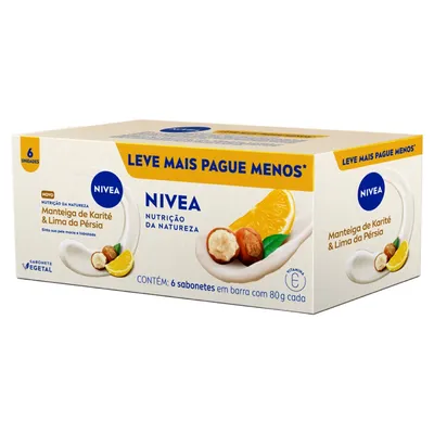 Sabonete Vegetal Nivea Nutrição Da Natureza Manteiga De Karité & Lima Da Pérsia 80g 6 Unidades