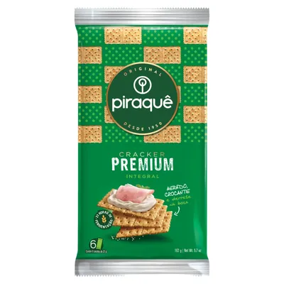 Biscoito Salgado Cracker Integral Piraquê Premium 6 Unidades de 27g Cada