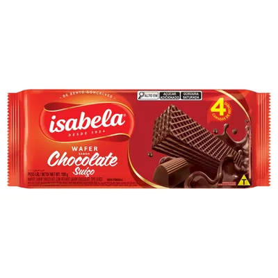 Biscoito Wafer Chocolate Recheio Chocolate Suíço Isabela 100G preço