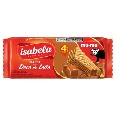 Biscoito Wafer Isabela Com Recheio De Doce De Leite Mu-Mu Pacote 100G preço