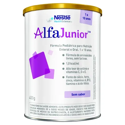 Fórmula Pediátrica Alfa Junior™ Para Nutrição Enteral E Oral De 1 A 10 Anos Sem Sabor 400G preço