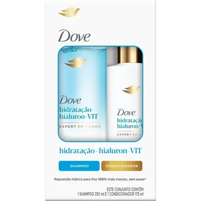 Dove Kit Shampoo 350ml e Condicionador 175ml Hidratação + Hialuron-Vit