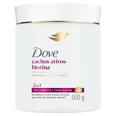 Dove Máscara Capilar 2 em 1 Cachos Ativos + Biotina 500g