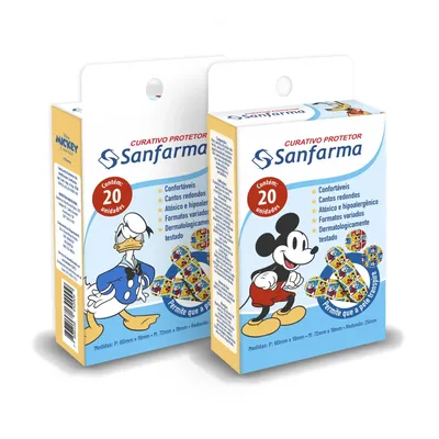 Curativo Sanfarma Mickey e Amigos Com 20 Unidades