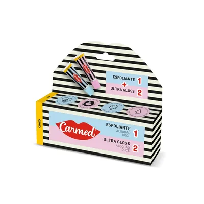 Kit Esfoliante + Ultra Gloss Labial Algodão Doce Carmed SOS Lábios 10g Cada